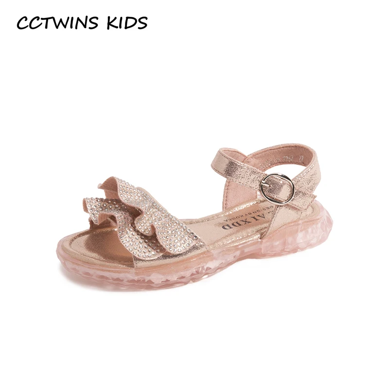 

CCTWINS Kids Shoes 2019 Summer Girls Fashion Party Princess Rhinestone Shoes Toddler Children Barefoot Flats Baby Sandals PS608