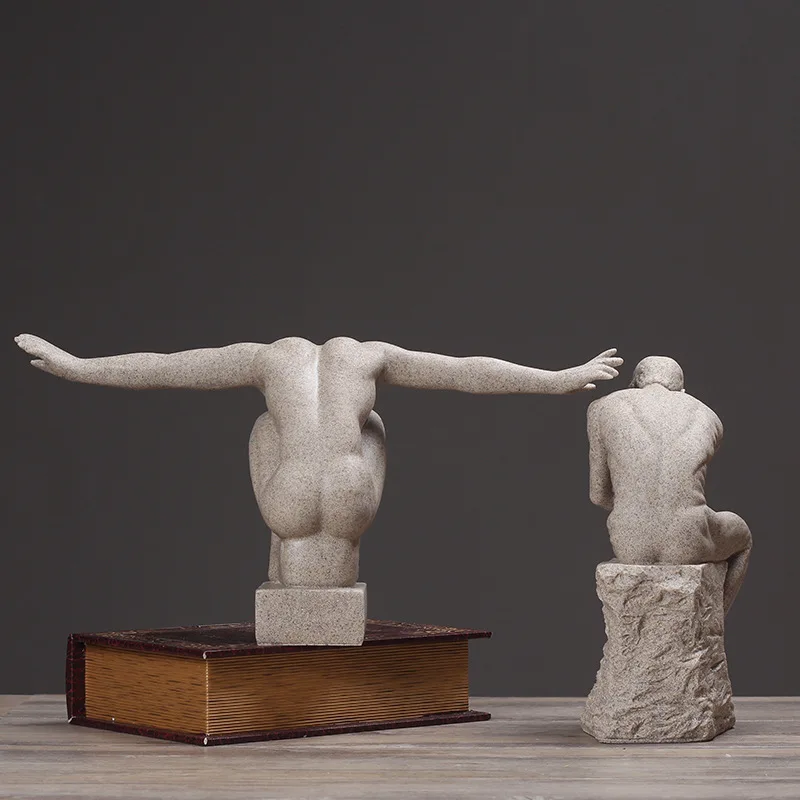 Rodin истончик статуя искусство Мужское реальная смола порошок литой комната