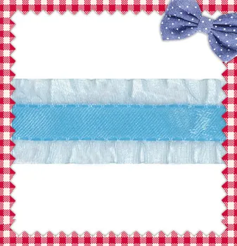 

1" inch (25mm) RUFFLE EDGE Sheer organza Blue Topaz RIBBONS - hair ornament DIY craft
