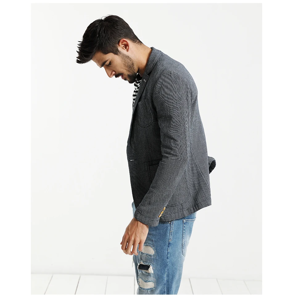 SIMWOOD 2018 осень Повседневное пиджаки Для мужчин клетчатые костюмы Модные пальто карман одной кнопки 100% натуральный хлопок Slim Fit XZ6123