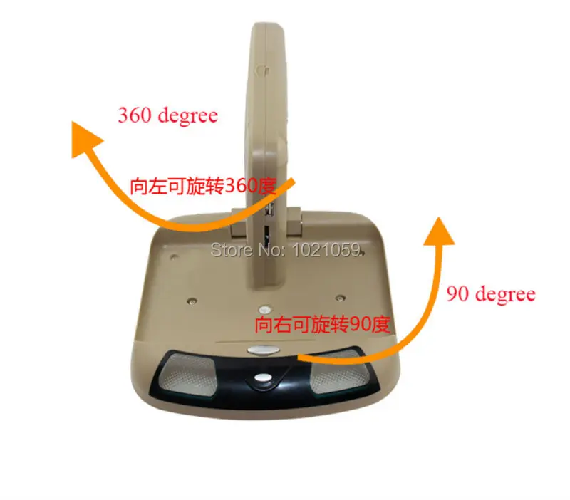 Excellent Free shipping 9inch car roof  dvd player with USB/SD/IR/FM/wireless game 180 degree rotatable screen built in speakers 8