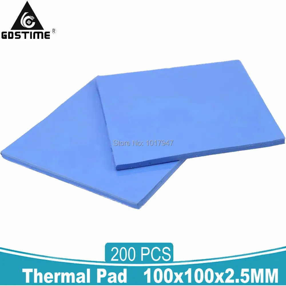 

200Pcs Gdstime 100mm x 100mm x 2.5mm GPU SMD DIP IC Silicone Compound Heatsink Cooling Conductive Thermal Pad