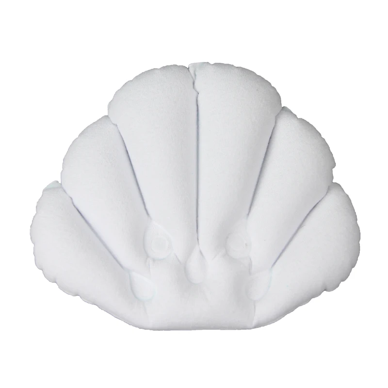 

1 Pc White Shell Shape Bathroom Supplies Bathtub Bath Pillow Suction Cup Waterproof Bath Pillow H04067
