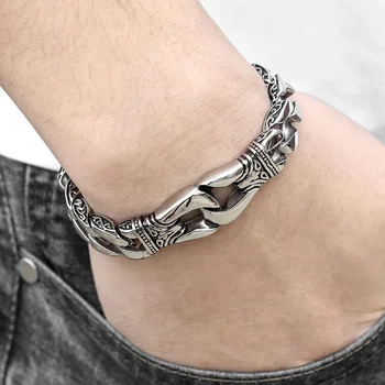 

Men's Bracelet 316L Stainless Steel Curb Cuban Link Bracelet Totem Knot Charm Wristband Male Jewelry Dropship Gift for Men HB10