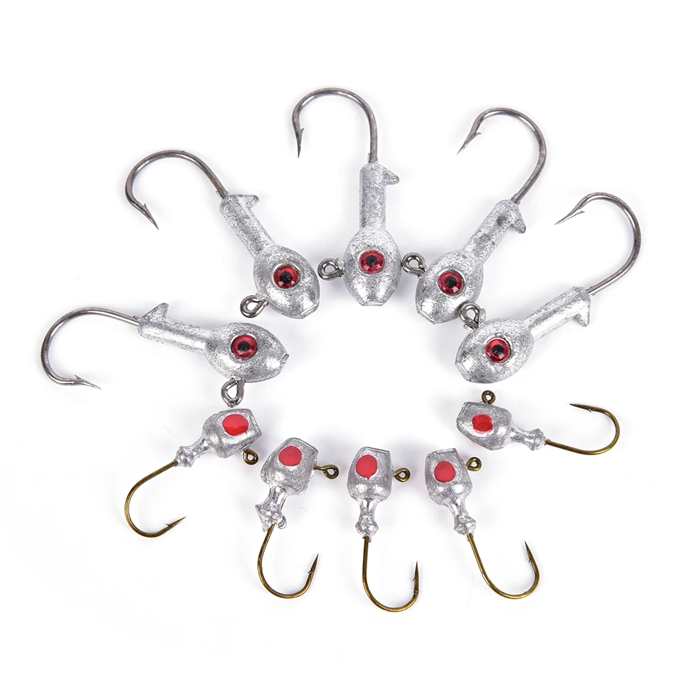 5pcs 4g 8g Fish Headed Jigs Hook Fishing Soft Worm Lure Baits Lead Jig