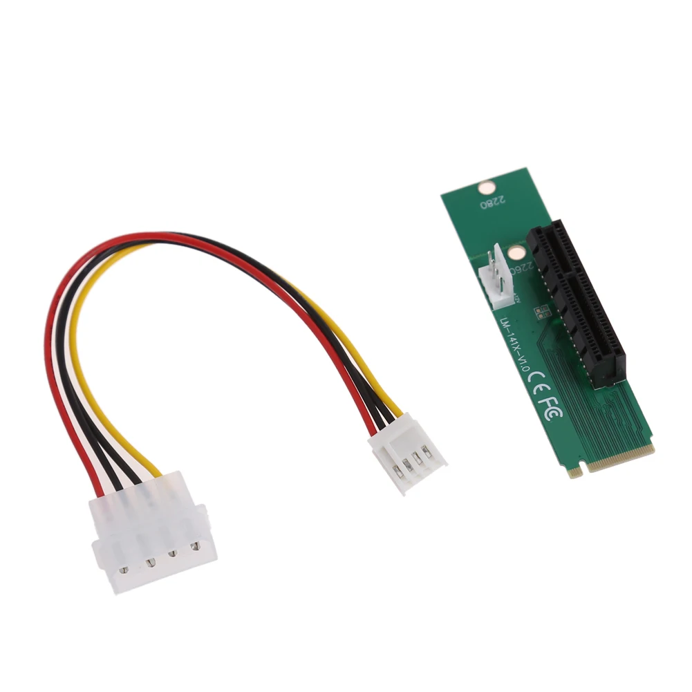 

NEW Mini M.2/NGFF SSD To PCI-E PCIE PCI Express 4X Riser Card Converter Adapter Card With 4Pin Power Cord