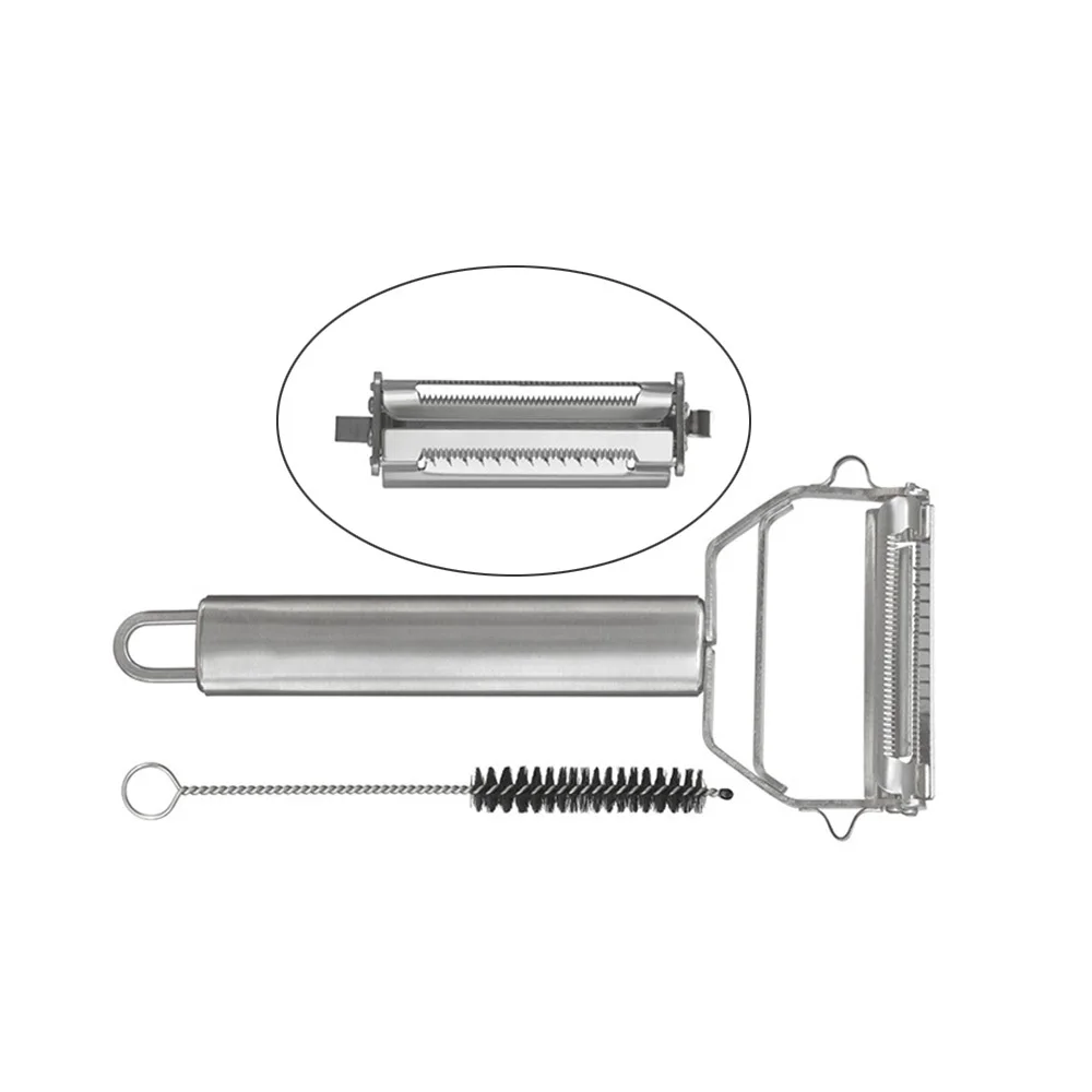 Ультра острый нож для чистки и нарезки соломкой Овощечистка и овощерезка с чистящей щеткой для картофеля моркови фруктов кухонные инструменты