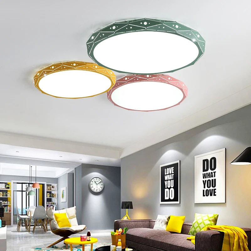 Us 56 4 Postmodern Ceiling Lights White Black Pink Yellow Green Color Living Room Bedroom Surface Mount Remote Control Lamparas De Techo In Ceiling