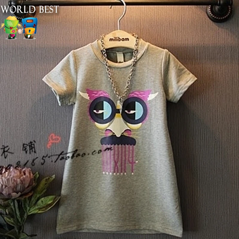 Child Girls Dresses Summer 2016 Kids Dresses For Girls Personality Glasses Baby Casual Korean Children Clothing