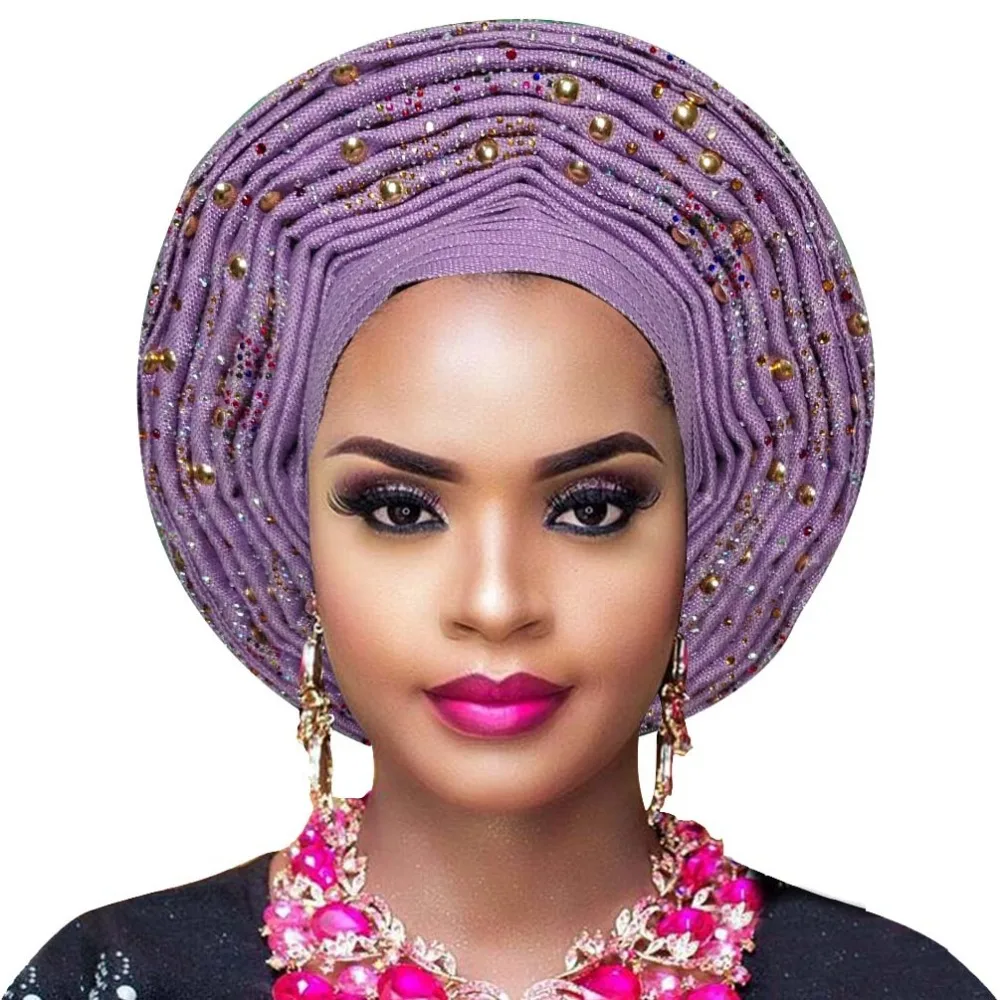 ASO OKE gele африканская повязка нигерийский головной убор Авто геле женские повязки для волос леди свадьба тюрбан стиль