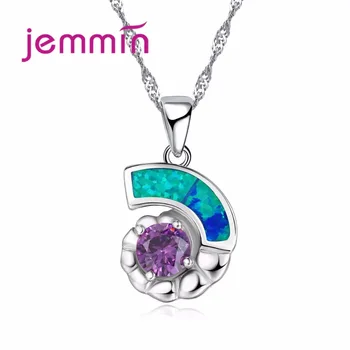 

Women Opal Necklace Fashion Natural Stone Necklace 925 Sterling Silver Conch Pendant bijoux colgantes mujer mod