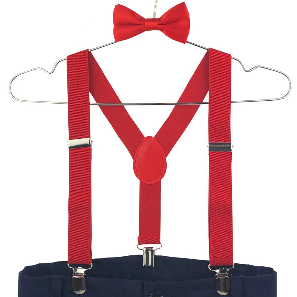 

Adjustable Boys Girls Bowties 3-Clips Y-back clip-on Suspender Set Kids Outfits