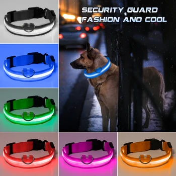 

New Nylon LED Pet Dog Collar,Night Safety Flashing Glow In The Dark Dog Leash Luminous Fluorescent Dogs Collars Pet Supplies