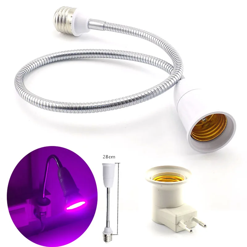 

28cm E27 LED Light Bulb Base Socket Flexible Extension Light Holder Converters E27 to E27 Socke Lamp Adapterr EU US Plug LED