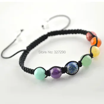 

7 Colors Natural Semi-precious Stone Hand Knitted Adjustable Bracelets Cheap Jewelry 10pc/lot