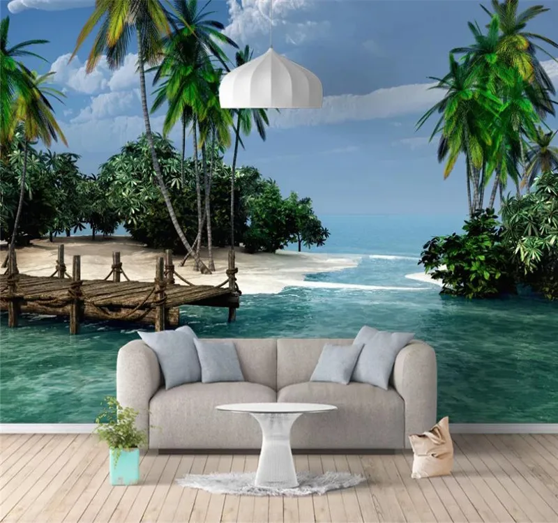 Custom wallpaper murals creative simple European and American landscape wall sea decoration waterproof material Custom wallpaper murals creative simple European and American landscape wall sea decoration waterproof material