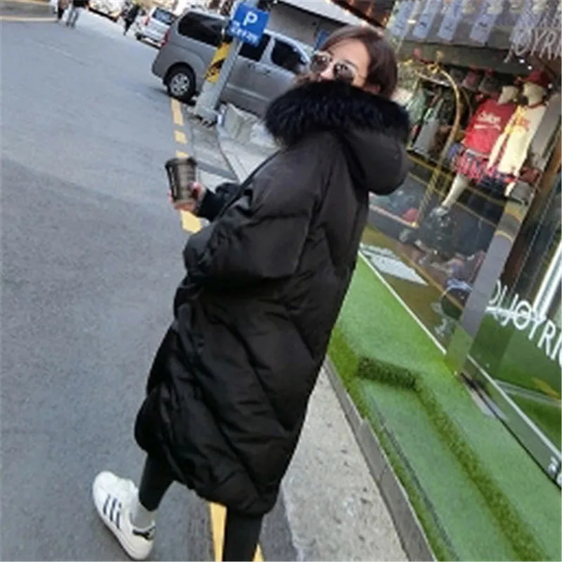 2018 New Oversized Coats Thick Winter Jacket Women Hooded Fur Collar Down Cotton Coat Long Jacket Female Parkas Mujer Maxi Coats