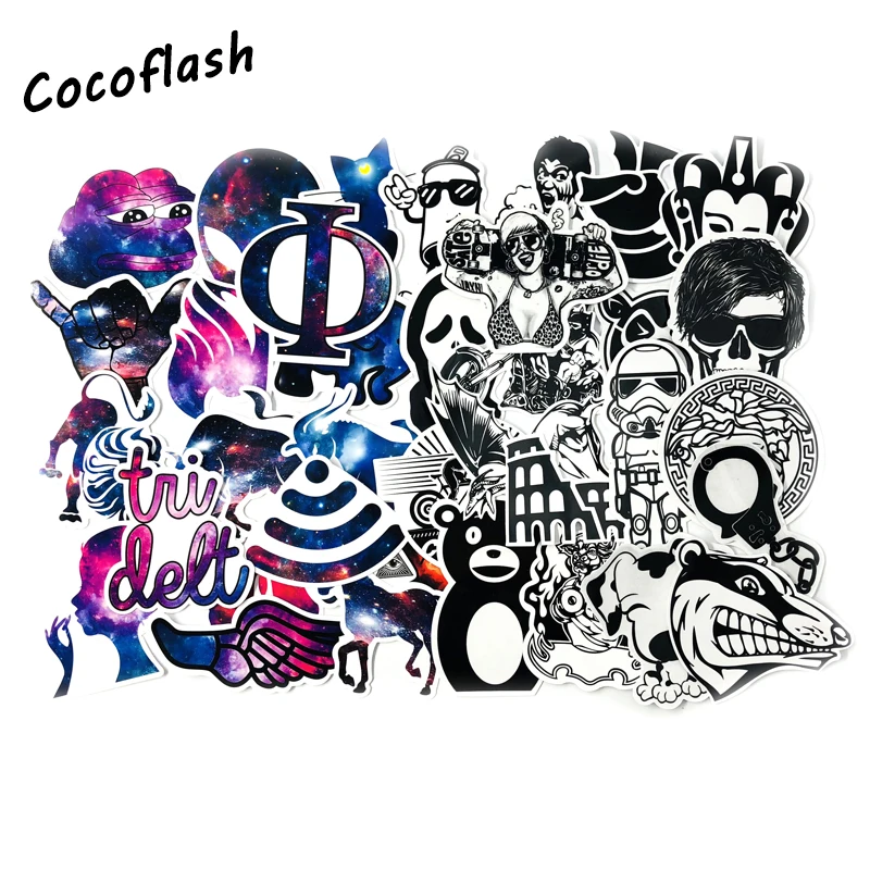 95pcs  35PCS Starry Sky+60PCS Black and White Stickers Waterproof  Classic PVC Fashion Laptop Skateboard  Sticker Kids Sticker