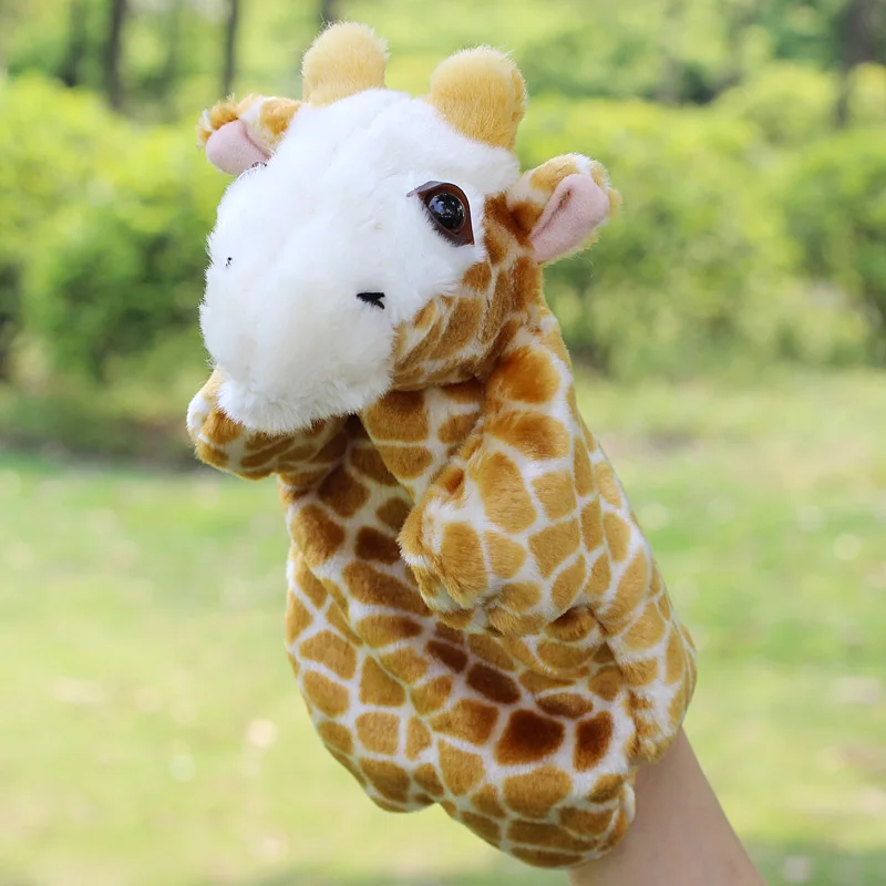 

Candice guo! New style animal cartoon animal giraffe deer plush toy hand puppet baby toy telling story birthday gift 1pc