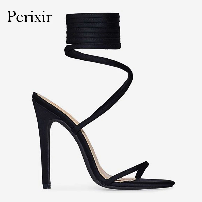 

Perixir summer Flock Women Pumps Elegant Bandage Cross Tied High Heels Wedding Lady Shoes Zipper Chaussure Femme