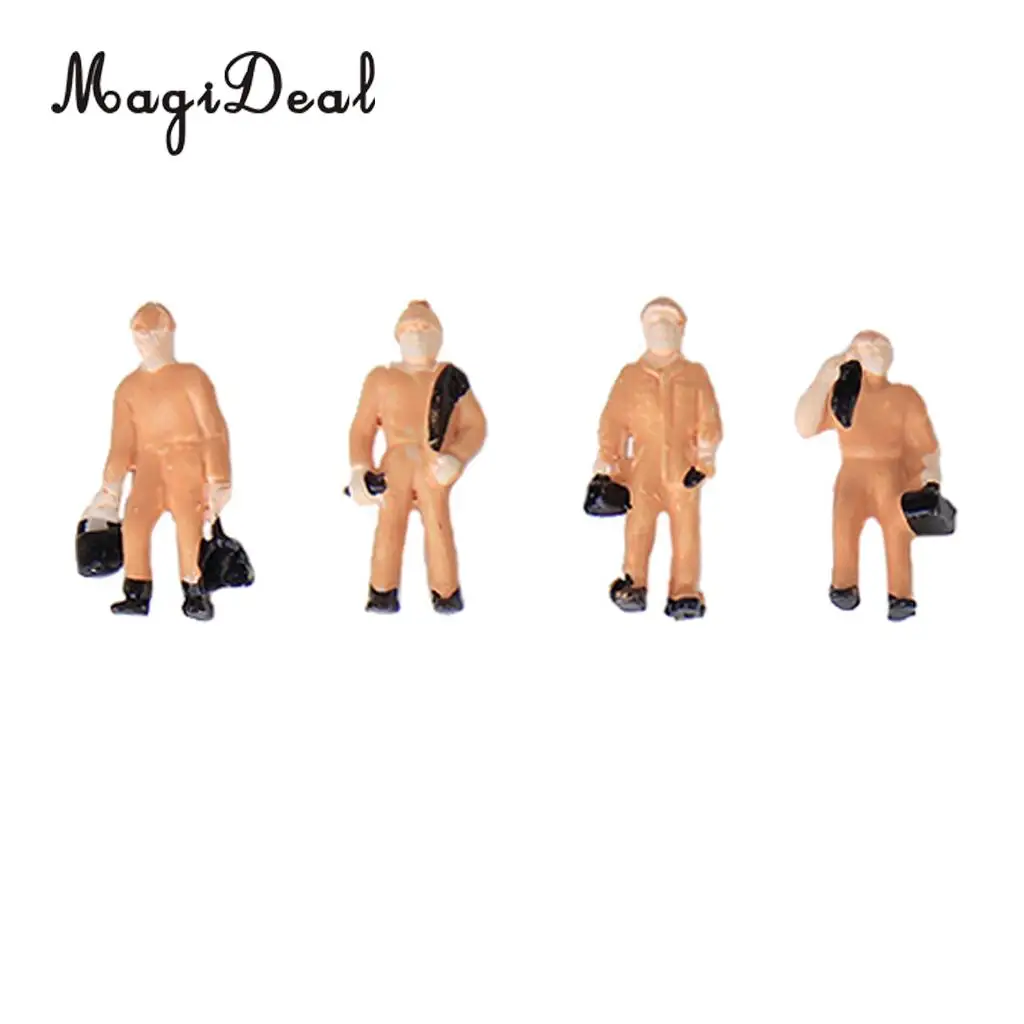 25Pcs/Lot 1:87 Scale Painted Mix Model Train Railway Station Platform Worker People Figures with ladder Bucket Layout Scene Toys