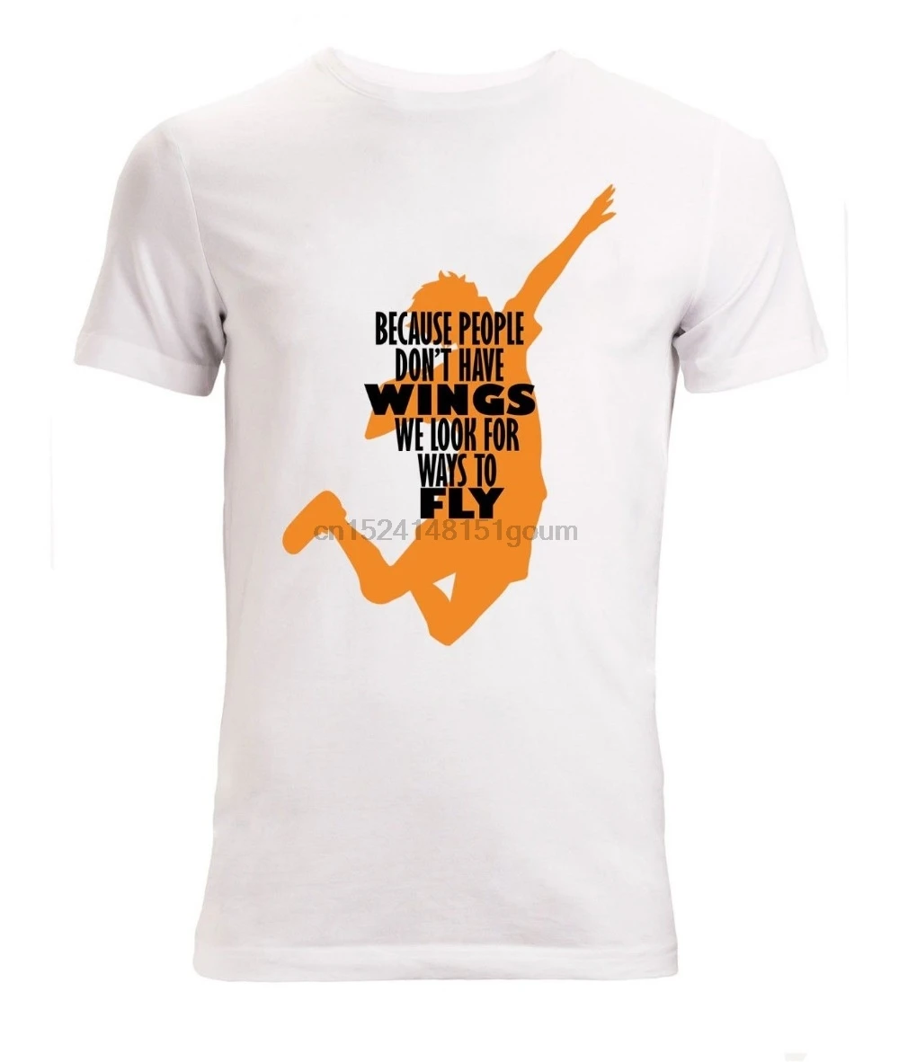 

2019 New Fashion Brand Clothing Haikyuu Hinata Karasuno Fly Volleyball Men's White T-Shirt Sizes S-XXL Printing Shirt