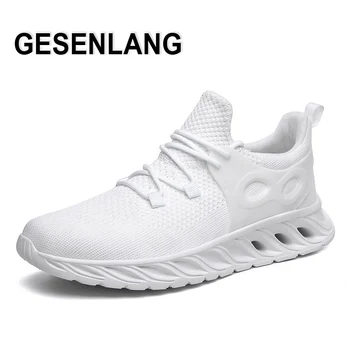 

2019 Men's Flyknit Running Shoes Gym Trainers Big Size Breathable Male Sneakers Nonslip Walking Training Outdoor Sport Shoes NEW
