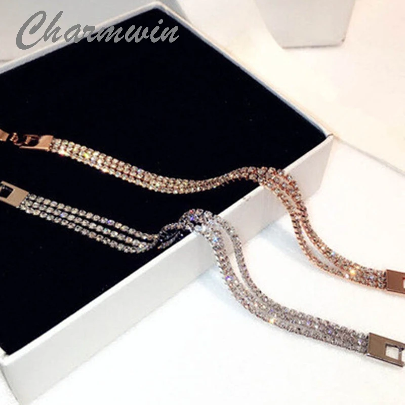 Charmwin изысканный Полный женский браслет модный бренд роскошные стразы браслеты ювелирные изделия PS0184