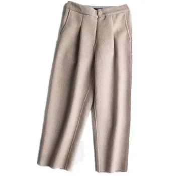 

Autumn and winter thick straight pants women autumn and winter wool waist cashmere straight thick nine casual pants