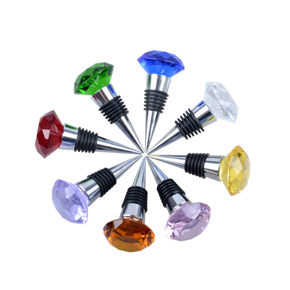 LS 10 pcs Wine Stoppers Lid Zicn Alloy Diamond Design Wine Bottle
