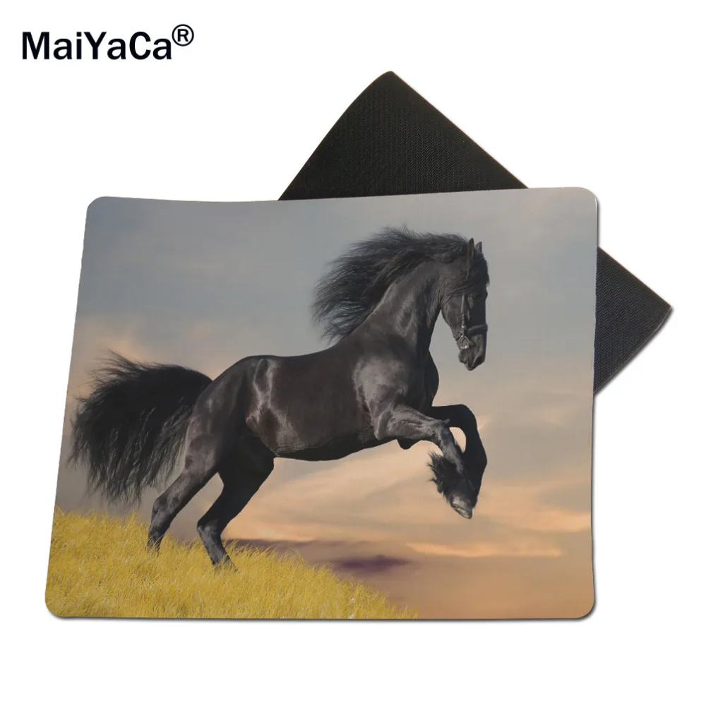 Лучшие игровые коврики для мыши MaiYaCa с черной лошадью резиновый коврик 18*22 см и 25*29