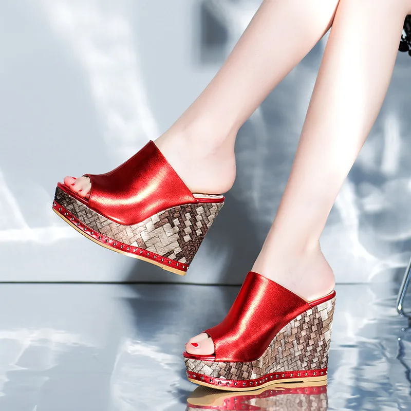 Dilalula/; роскошные женские сабо на платформе; женская летняя обувь; сандалии из натуральной кожи; туфли на танкетке; Лидер продаж