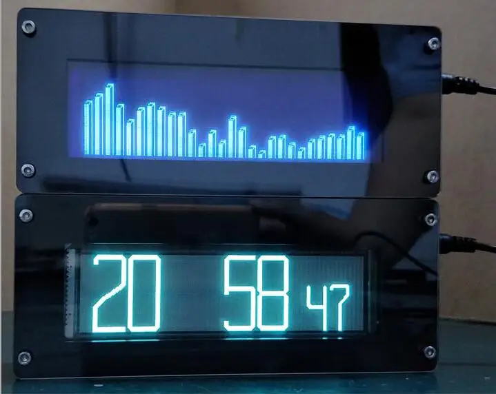 VFD FFT музыкальный спектр VFD часы уровень аудио индикатор ритм светодиодный экран VU метр O светодиодный+ пульт дистанционного управления для автомобиля mp3 усилитель