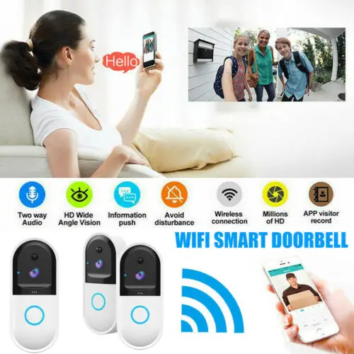 

Wireless WiFi Smart DoorBell Video Phone Door Visual Ring Intercom Secure Camera