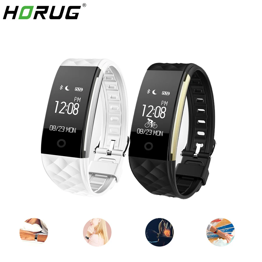 

HORUG Smart Wristband Waterproof Fitness Tracker Smartband Activity Tracker Run Setep Walking Bracelet Heart Rate Monitor