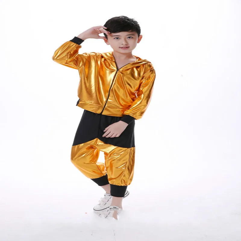 

International Children's Day kids Jazz Dance boys modern hip-hop costume girls performance dancing sequin clothing sets with hat