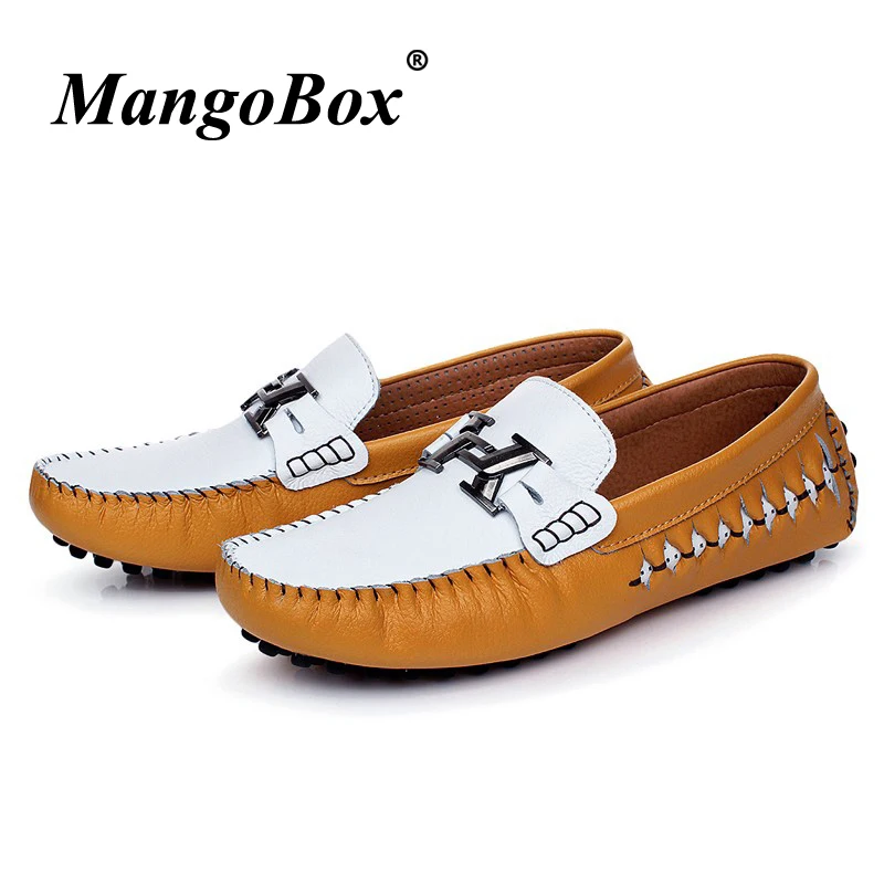 

Man Casual Loafers Spring Autumn Driving Loafers Dark Blue Yellow Mens Split Leather Shoes Lightweight Fashion Male Shoes