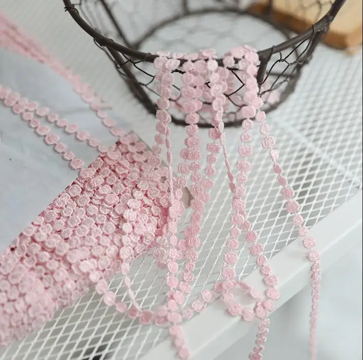 

10 Meters Cute Dot Water Soluble Lace Trim Embroidery Applique Polyester Pink Lace Trimming Sewing DIY Crafts Hot Sale
