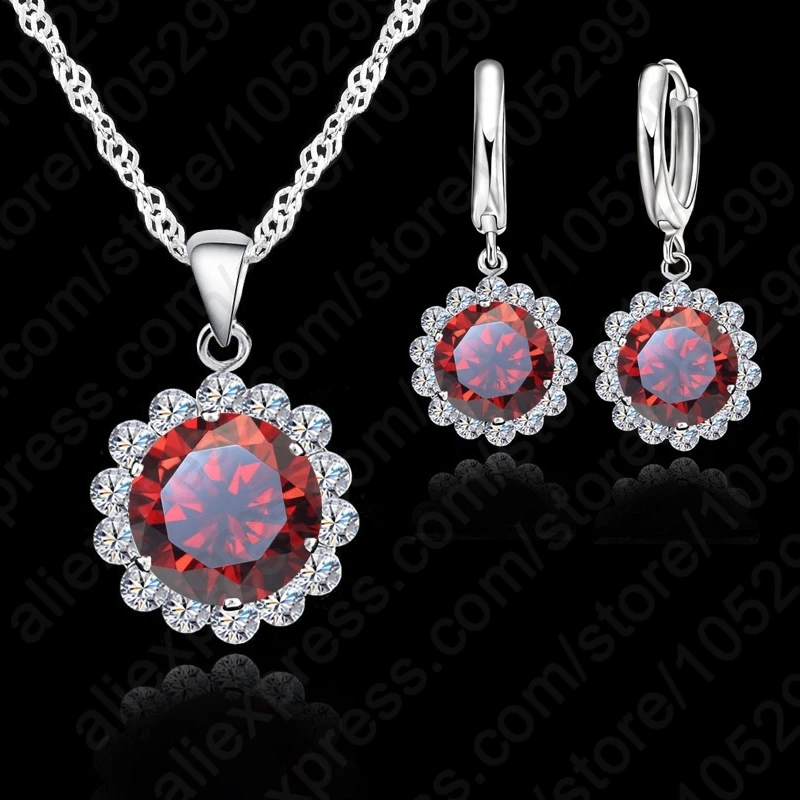 JEMMIN Red CZ Crystal Jewelry Sets For Women Earrings/Pendant/Necklace 