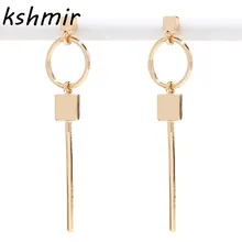 Популярные Ретро Модные серьги-гвоздики квадратные круглые сборки длинные золотые серьги дизайн преувеличенные геометрические серьги и воротники