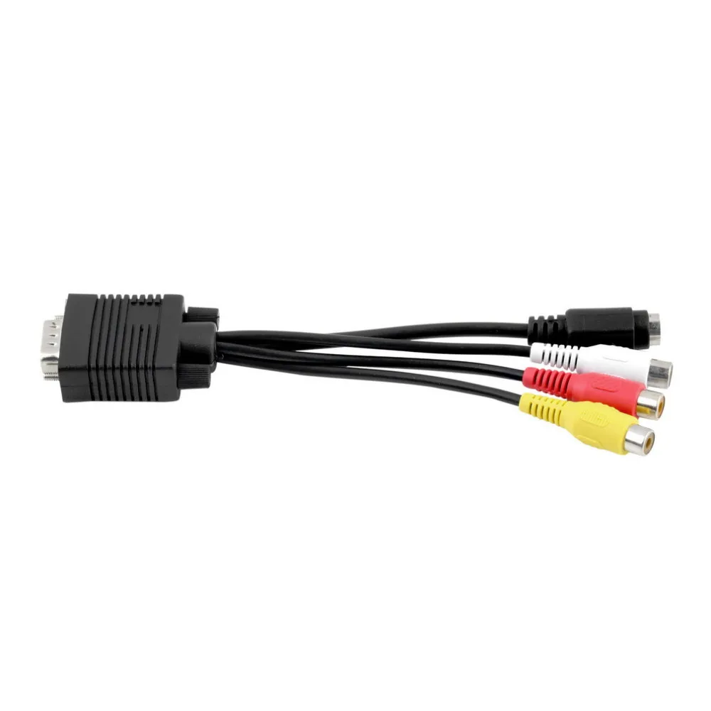 New VGA to Video TV Out S-Video AV and 3 RCA Female Converter Cable Adapter 