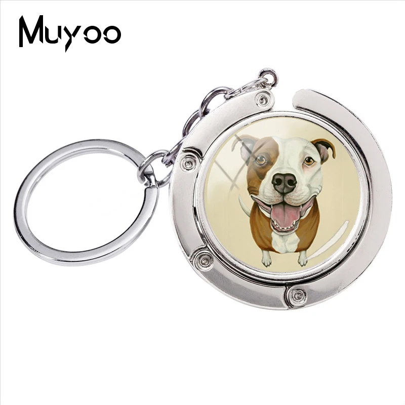 

2018 New Fashion Pit Bull Dog Keychain Pitbull Key Chain Glass Dome Keyring Silver Glass Round Handmade Keyrings For A Woman Bag