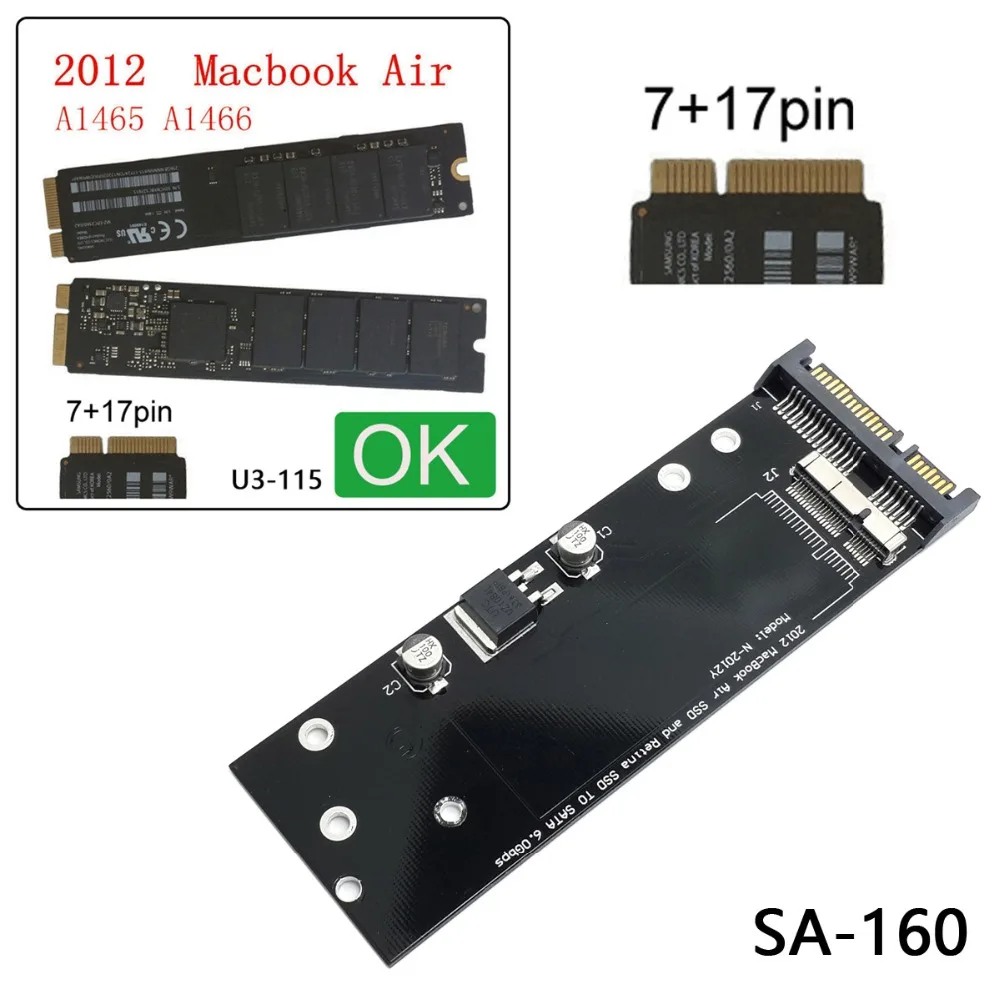 Фото PCBA 17 + 7pin SSD HDD к SATA 22Pin жесткий диск картридж для VR Mac Air Pro MD223 MD224 MD231 MD232 SSD №4