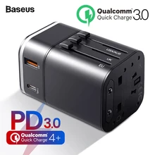 Универсальное зарядное устройство Baseus 18 Вт с двумя usb-портами QC4.0 QC3.0 PD3.0, зарядное устройство для мобильного телефона 2 в 1, Международная розетка