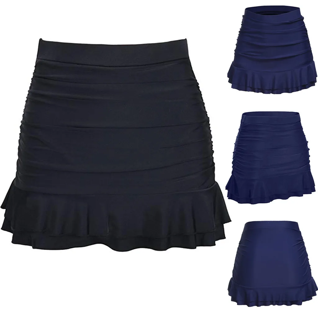 Женская летняя юбка с запахом, короткая мини-юбка, Нижняя юбка с высокой талией, гофрированная Нижняя юбка с оборками, сексуальные черные юбки, купальник для женщин, jupe femme