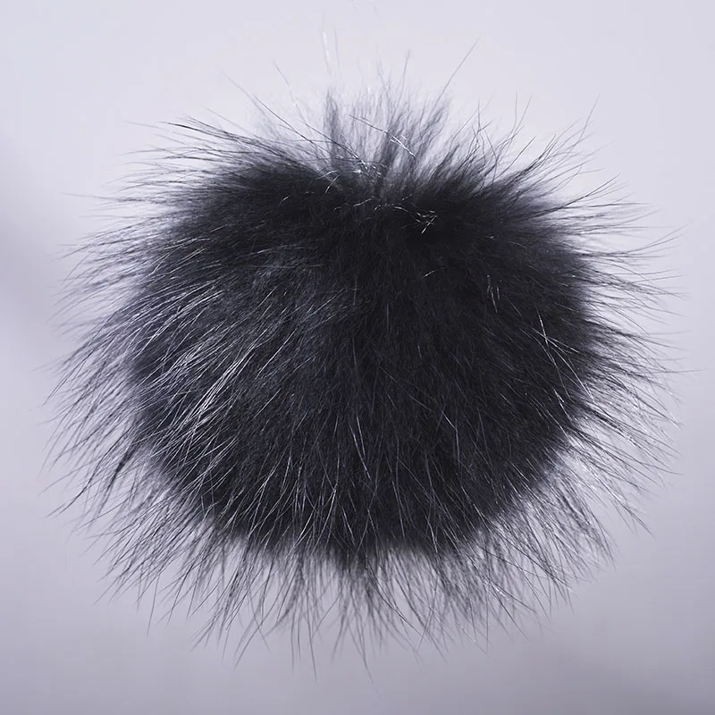 raccoon fur pompom black 1 1