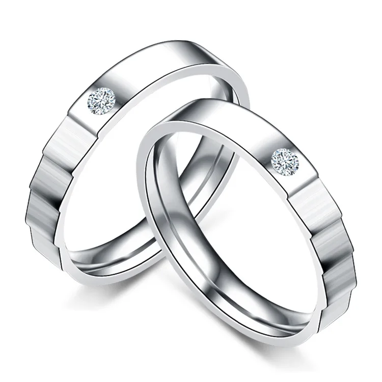 

Size 5.5-9 Classic Titanium Steel Crystal Jewelry Trendy Wedding Engagement Rings for Lovers