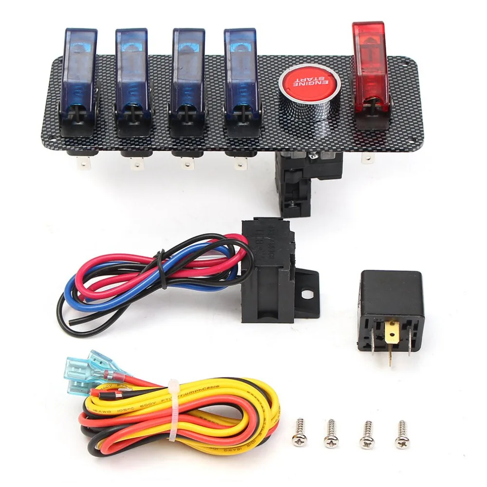 6 In 1 Racing Car Auto LED Toggle Ignition Switch Panel Engine Start Push Button Car Led Toggle ...