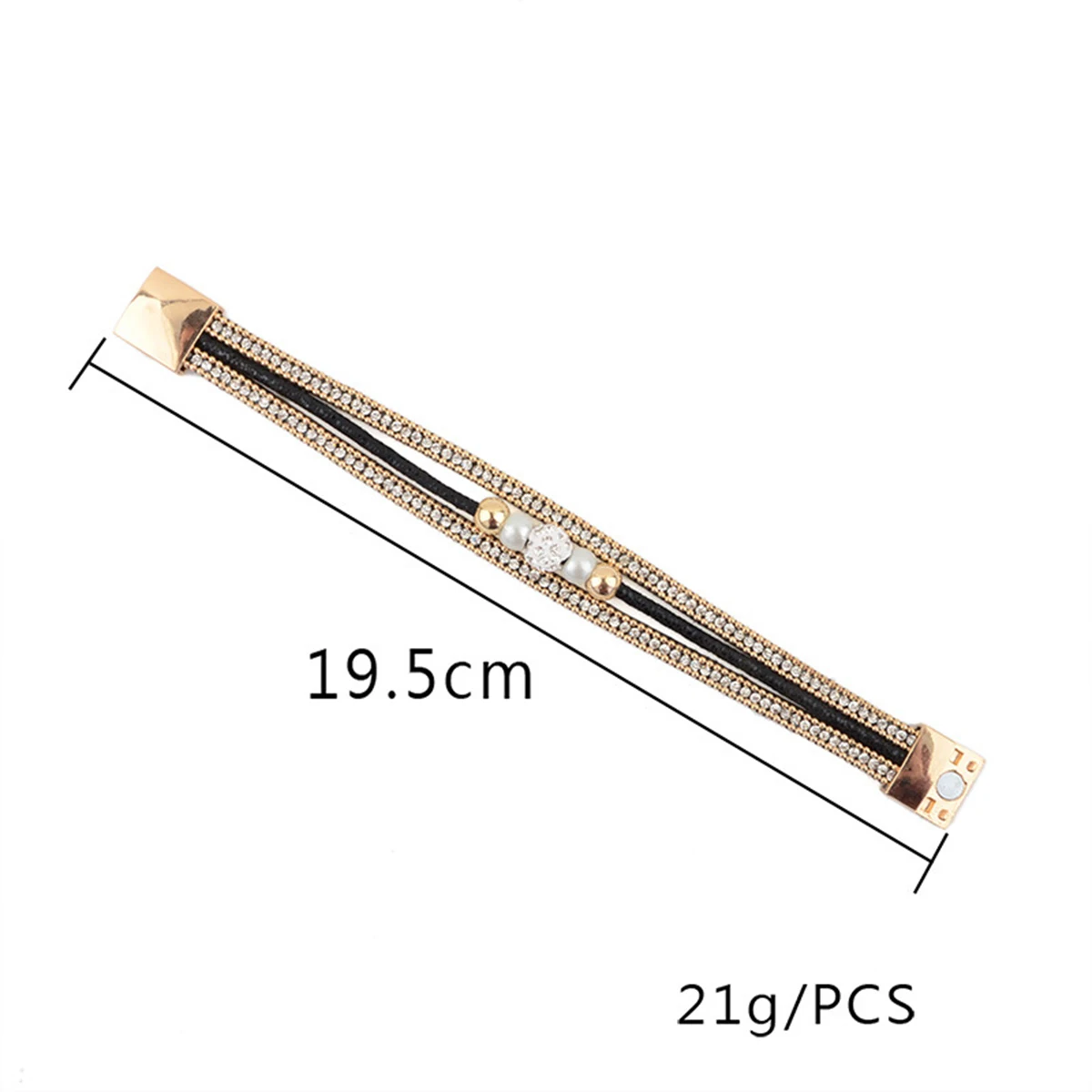 Vintage Fashion Women Bracelet Jewelry Leather Multilayer Luxury Full Crystal Beads Bracelets Punk Charm Magnetic Bangle Cuff