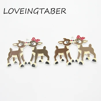 

( Choose Color First ) Newest 45mm*33mm 10pcs/lot Silvery Color Deerlet All Enamel Deer Pendants For Kids Jewelry Making